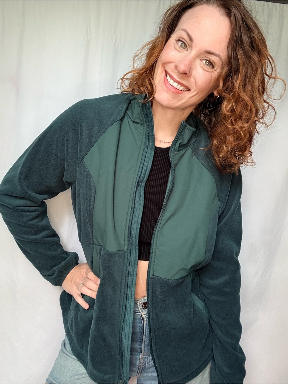 all in motion Forest Green Full-Zip Utility Fleece Jacket